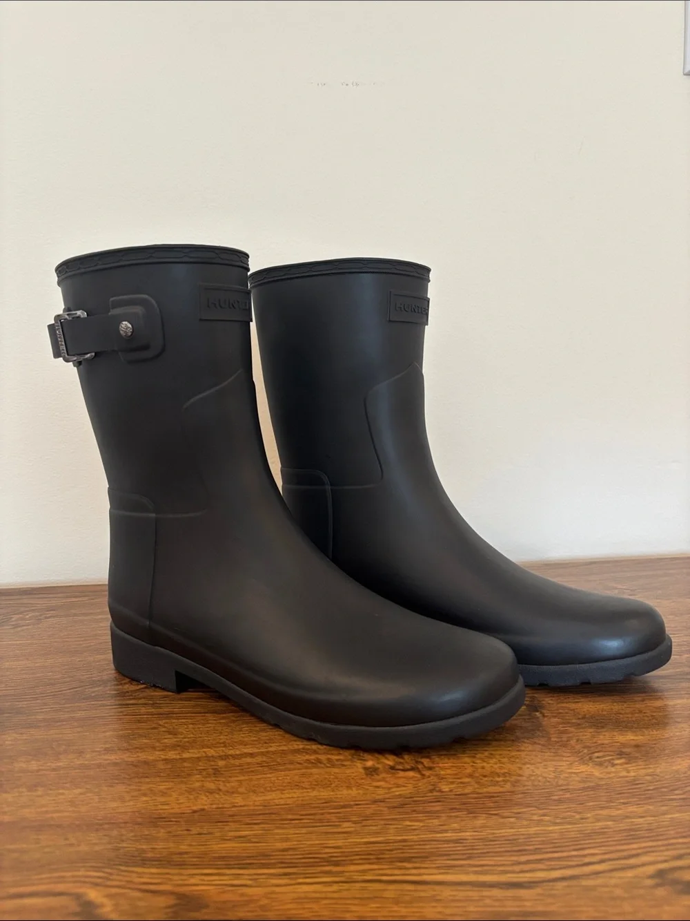 Hunter Black Short Matte Rain Boots